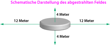 Schematische Darstellung des abgestrahlten Feldes
